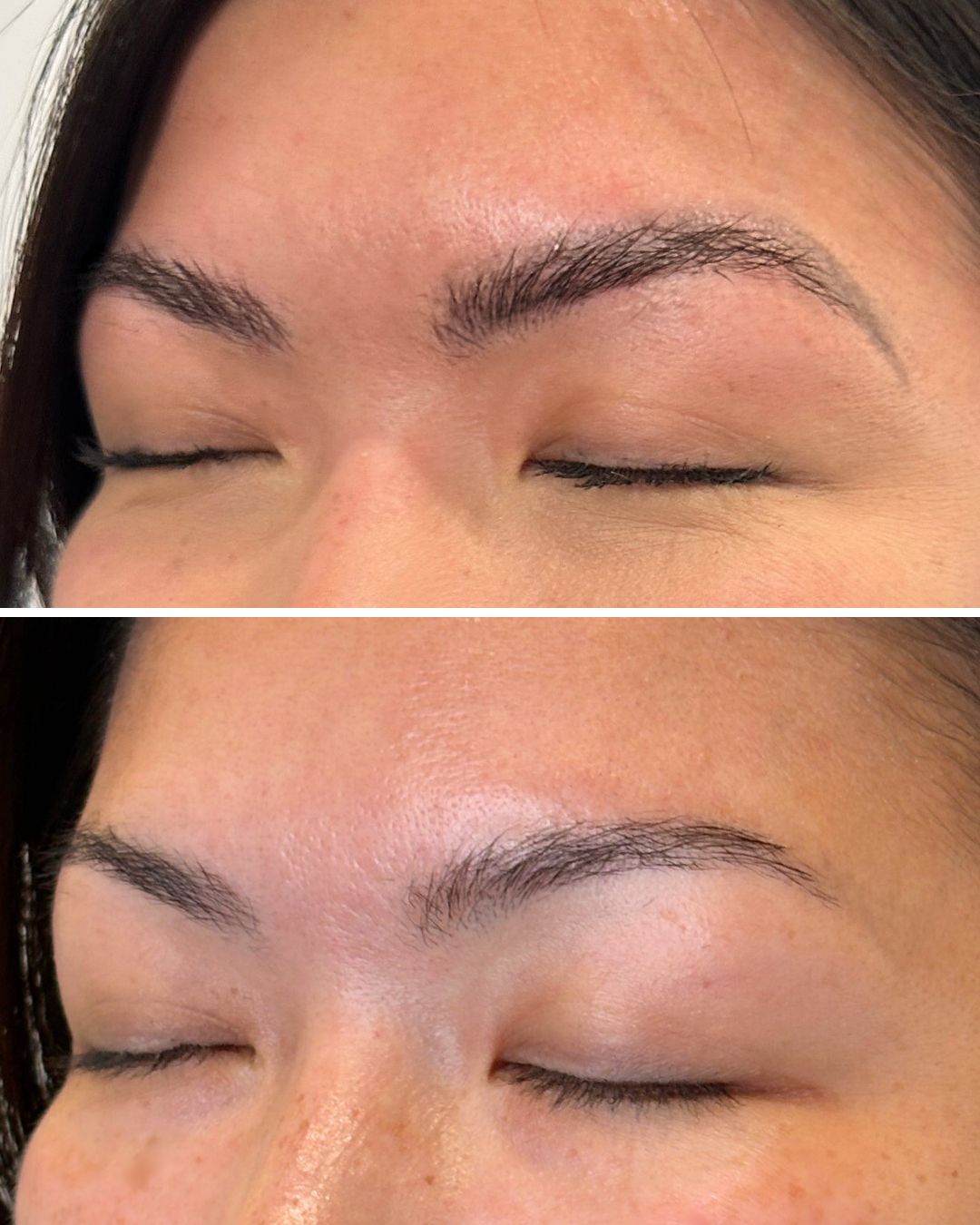 PMU brow pigment noticeably lightened.