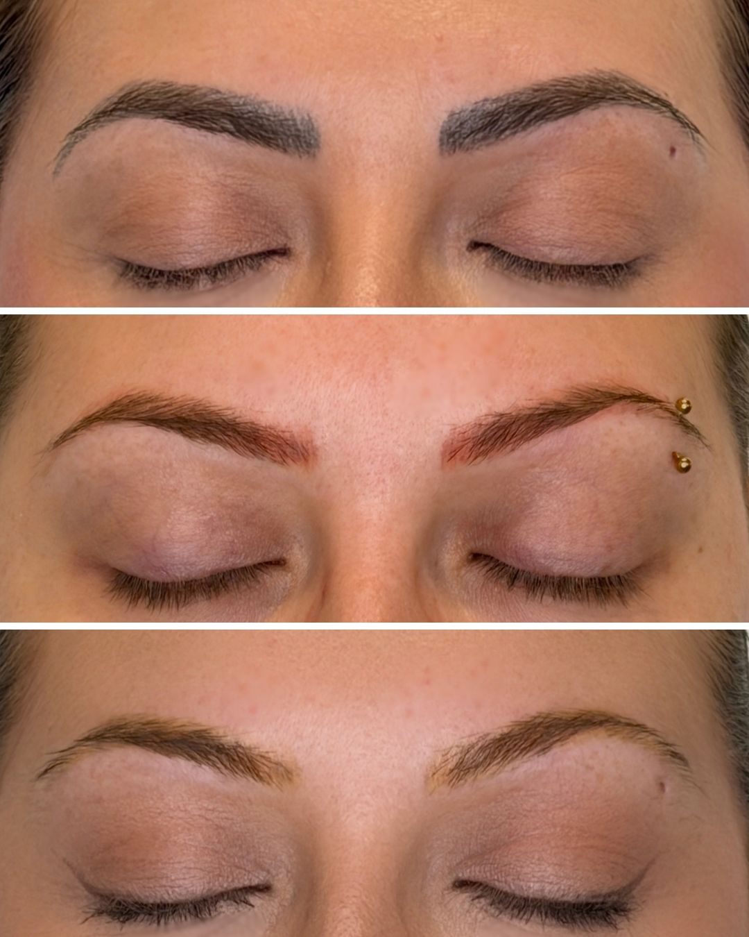 PMU brows lightened over two sessions.